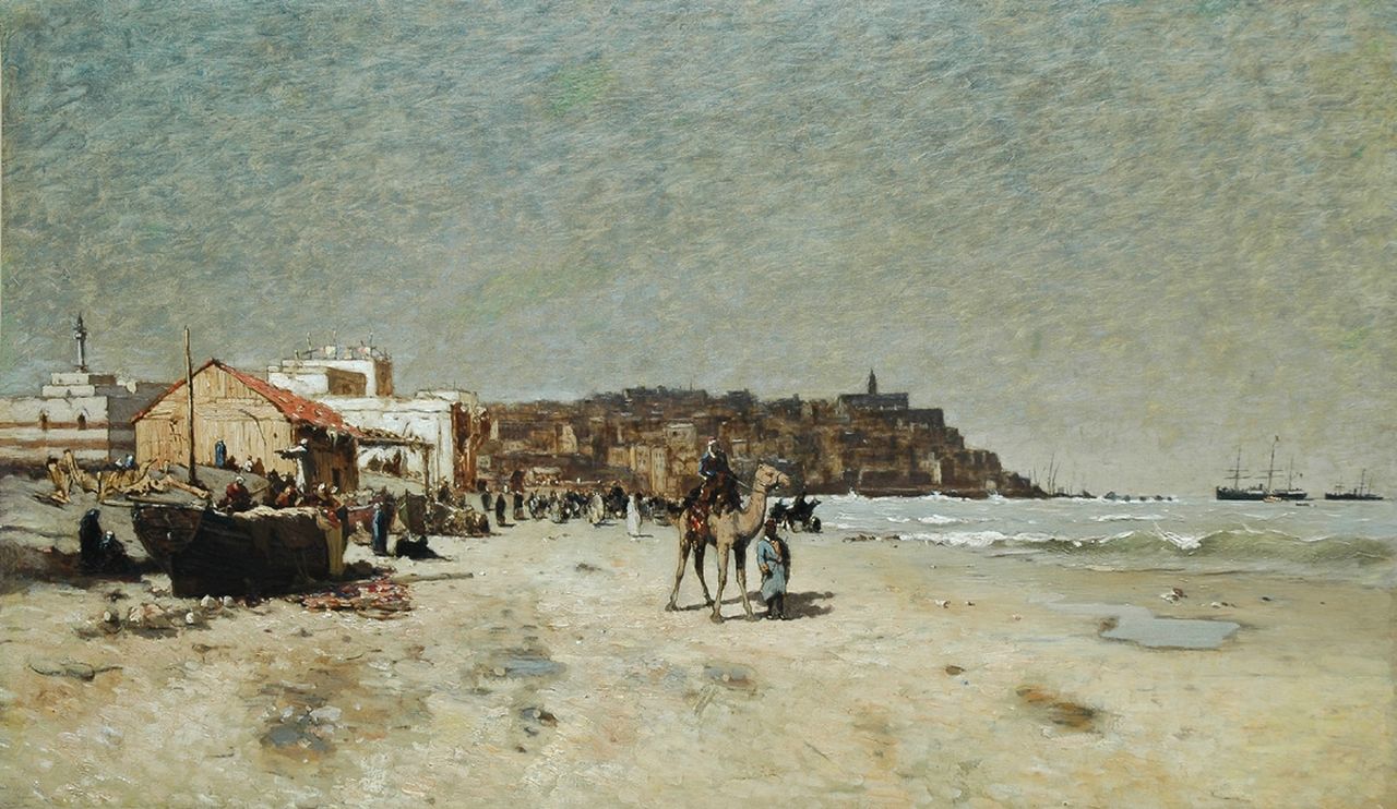 Veder H.  | Hendrik Veder, The beach near Jaffa, Öl auf Leinwand 90,2 x 152,0 cm, signed l.r. traces of signature