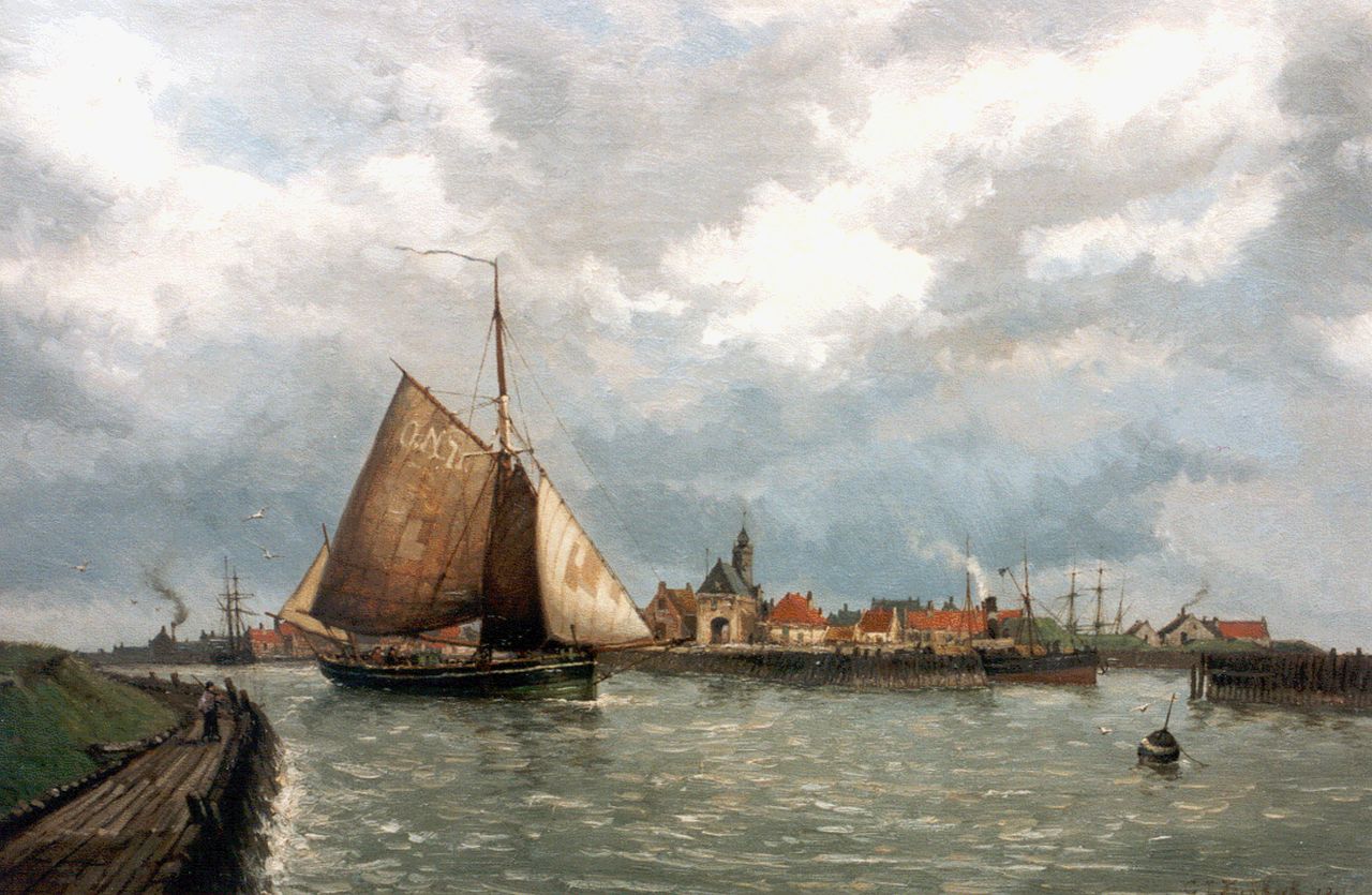 Koekkoek G.J.  | Gerardus Johannes 'Gerard' Koekkoek, Blick auf den Harlinger Hafen, Öl auf Leinwand 40,0 x 60,2 cm, signed l.r.