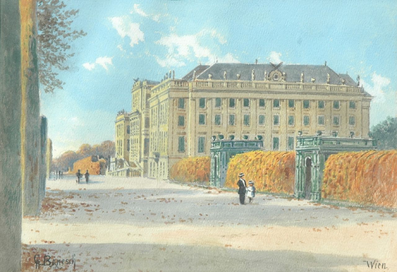 Benesch G.  | Gustav Benesch, Castle Schönbrunn, Vienna, Aquarell auf Papier 20,2 x 28,3 cm, signed l.r.