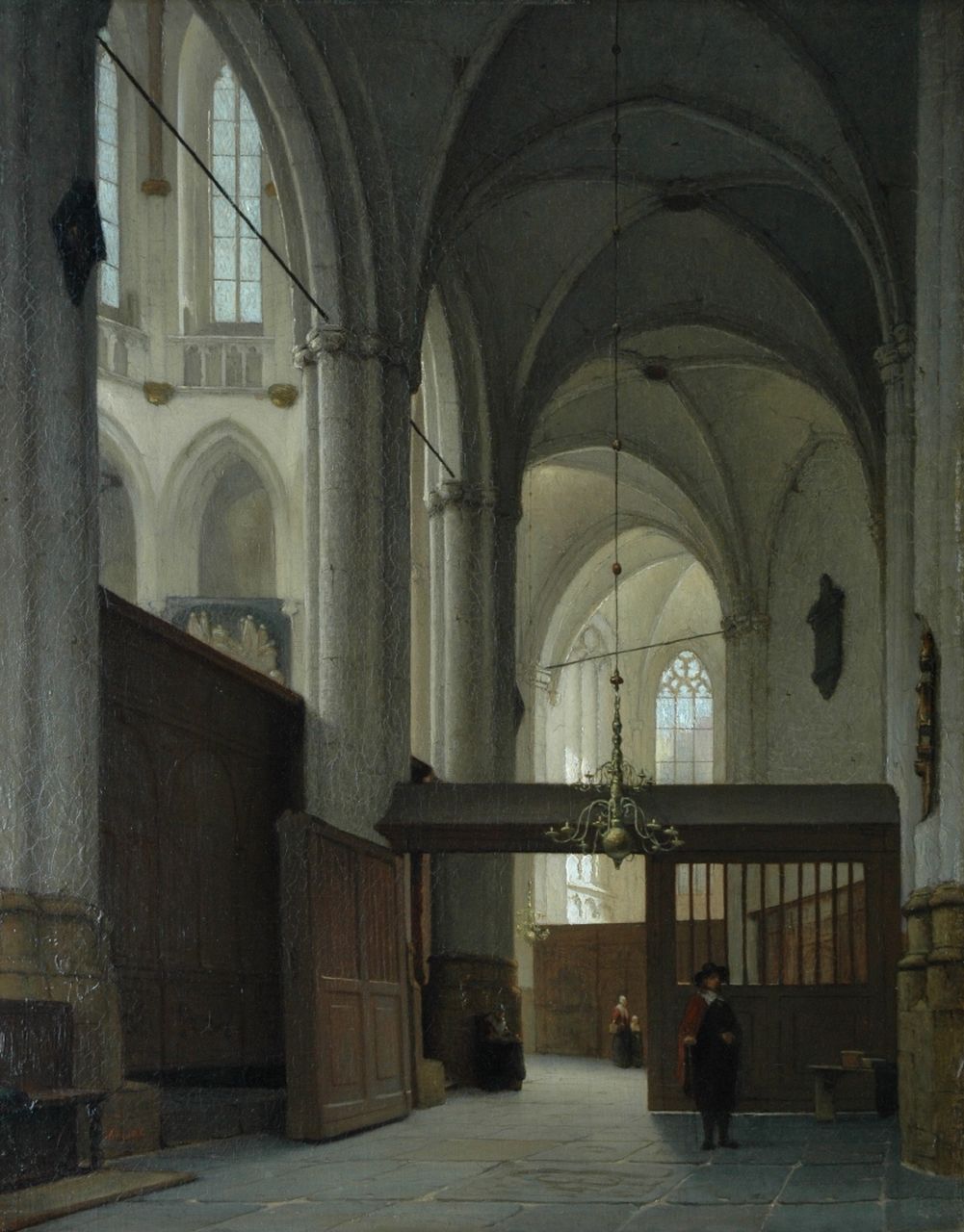 Schenkel J.J.  | Jan Jacob Schenkel, Interior of the Nieuwe Kerk, Amsterdam, Öl auf Leinwand 63,0 x 49,6 cm, signed l.l.
