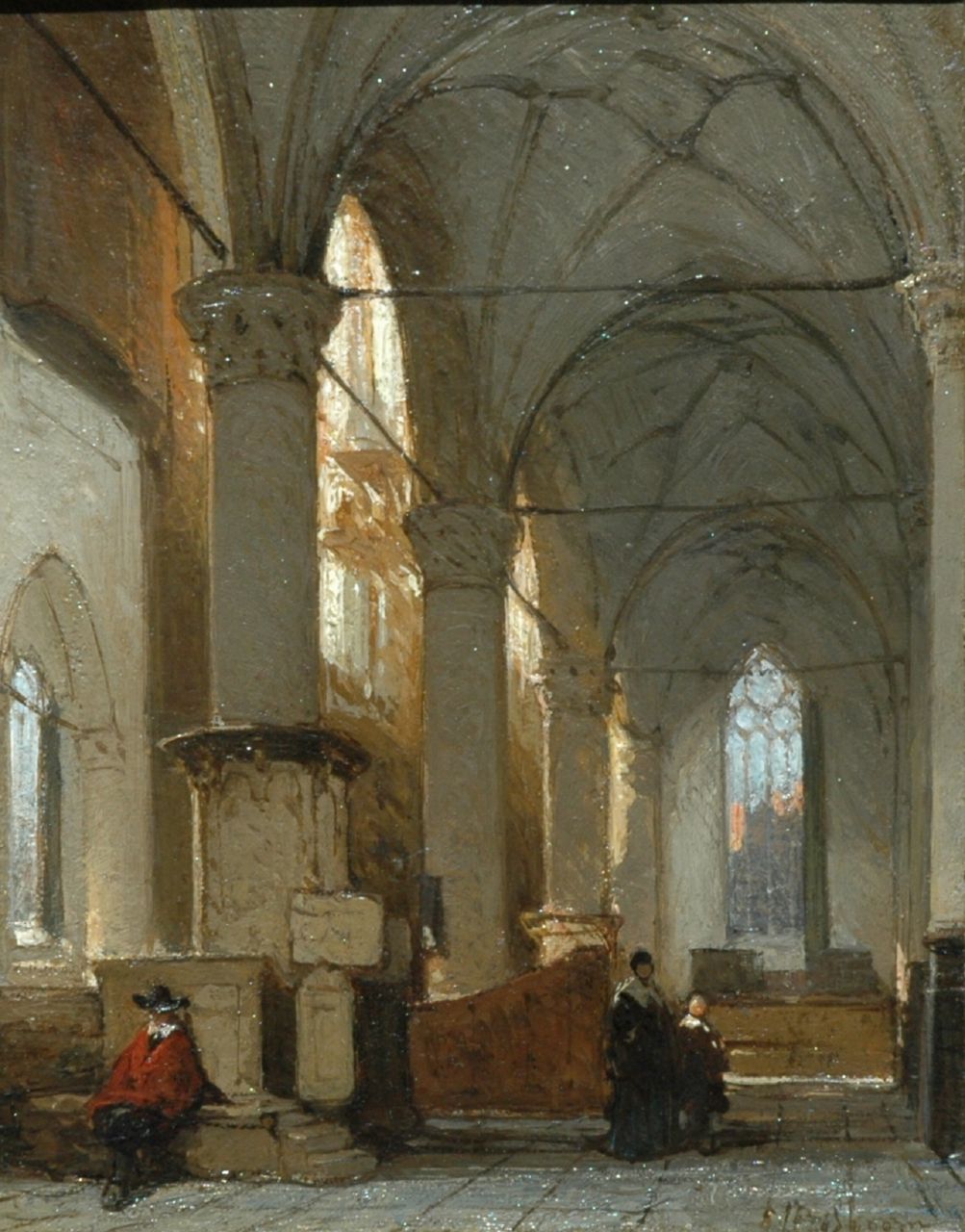 Bosboom J.  | Johannes Bosboom, Interior of the Grote Kerk, Alkmaar, Öl auf Holz 19,1 x 14,9 cm, signed l.r.