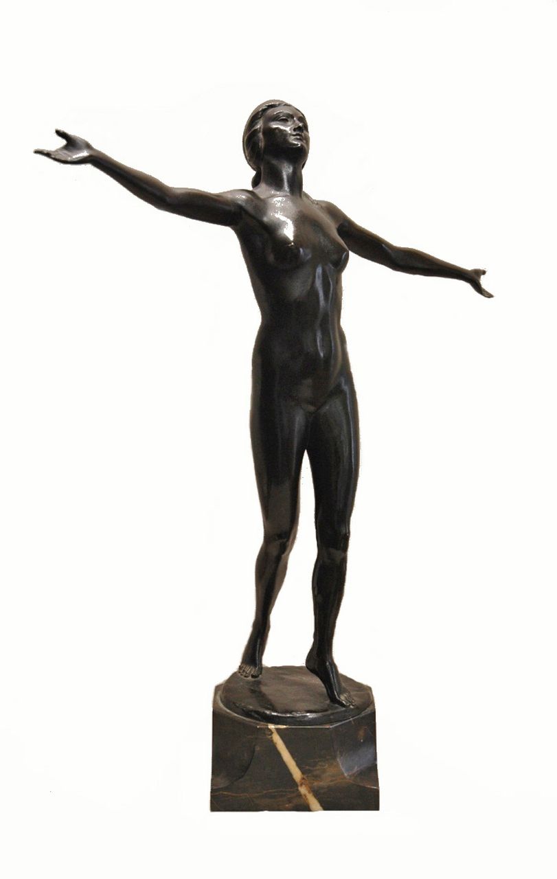 F.W. Schön | Tanzende Frauenakt, Bronze, 58,5 x 48,0 cm, Unterzeichnet auf bronzener Basis