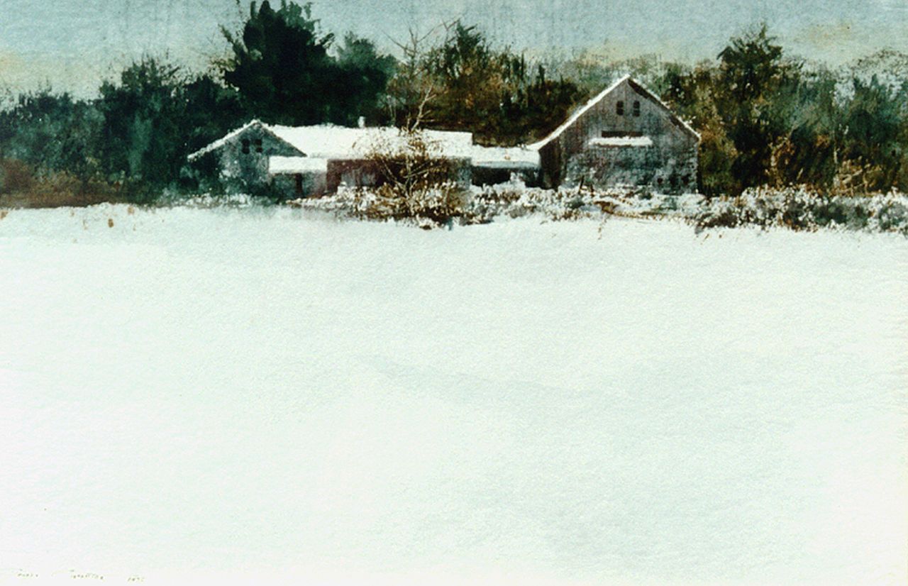 Carpenter G.  | George Carpenter, Winter in Bloodfield New Hampshire, Aquarell auf Papier 36,0 x 54,0 cm, signed l.l. und dated 1975