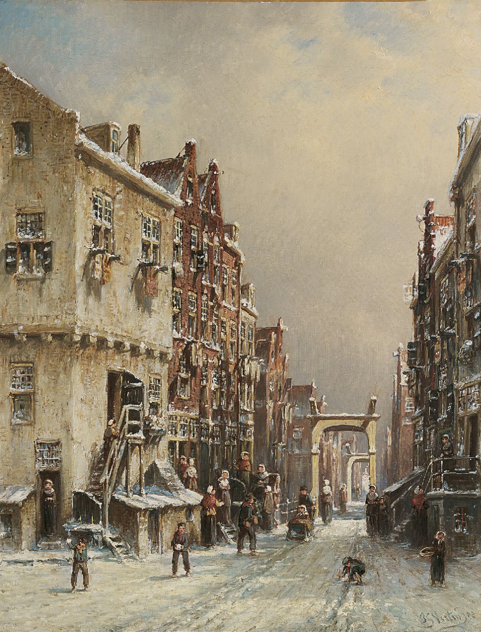Vertin P.G.  | Petrus Gerardus Vertin, A Dutch town in winter, Öl auf Leinwand 45,5 x 35,1 cm, signed l.r. und dated 88