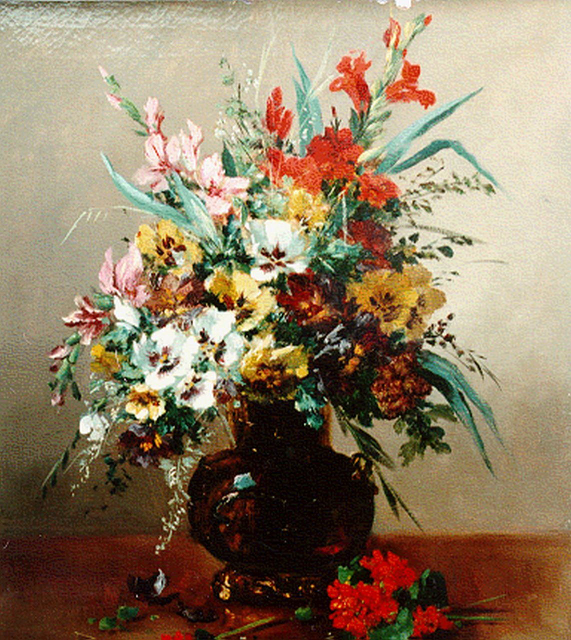 Cauchois E.H.  | Eugène-Henri Cauchois, A bunch of wildflowers, Öl auf Leinwand 65,3 x 54,0 cm, signed l.r.