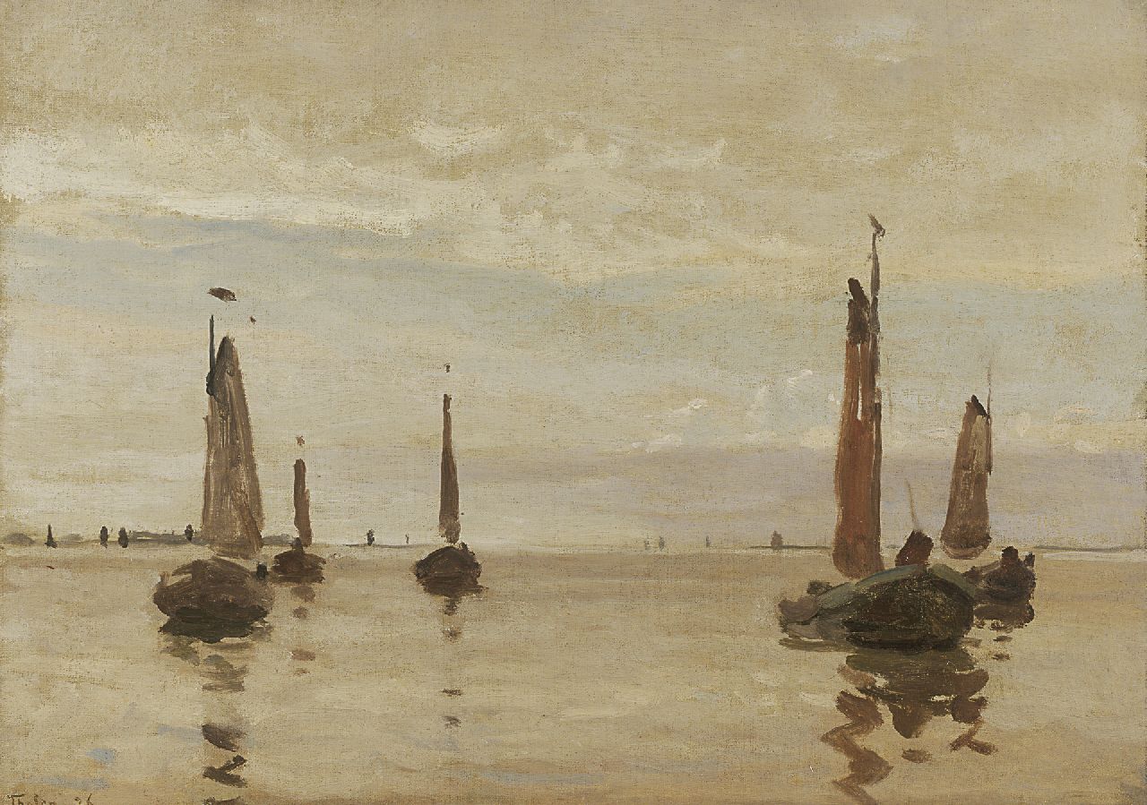 Tholen W.B.  | Willem Bastiaan Tholen, Shipping in a calm, Öl auf Leinwand auf Holz 27,7 x 38,2 cm, signed l.l. und dated '26