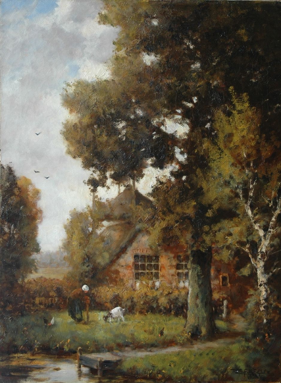 Nefkens M.J.  | Martinus Jacobus Nefkens, A farmer's wife with a goat, Öl auf Leinwand 81,2 x 60,7 cm, signed l.r.