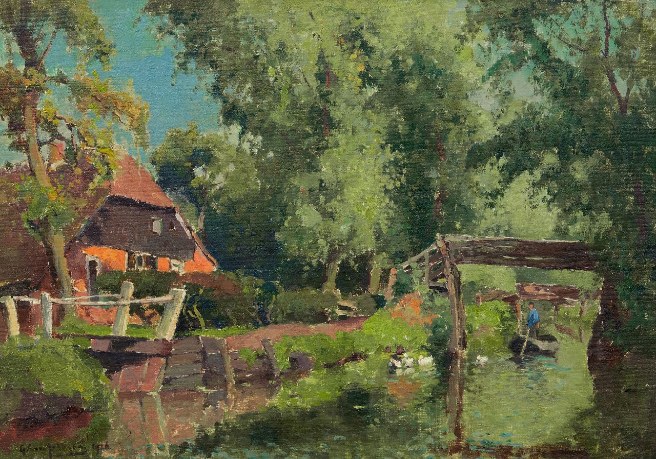 Schagen G.F. van | Gerbrand Frederik van Schagen | Gemälde zum Verkauf angeboten | Graben in Giethoorn, Öl auf Leinwand 37,6 x 53,6 cm, Unterzeichnet l.u. und datiert 1926