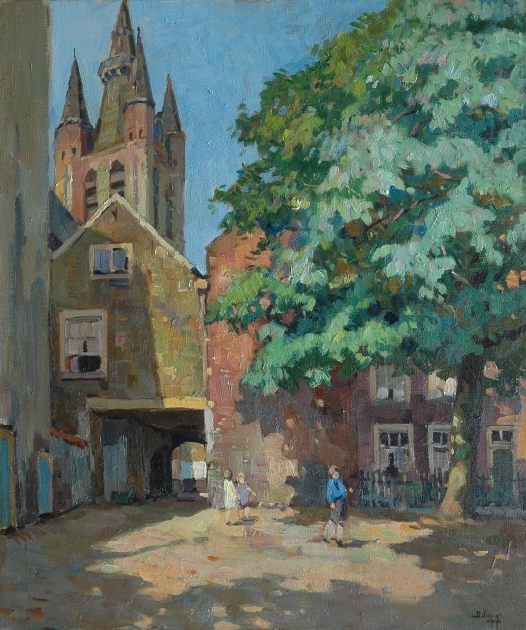 Viegers B.P.  | Bernardus Petrus 'Ben' Viegers, At the Prinsenhof in Delft, Öl auf Leinwand 60,5 x 51,0 cm, signed l.r.