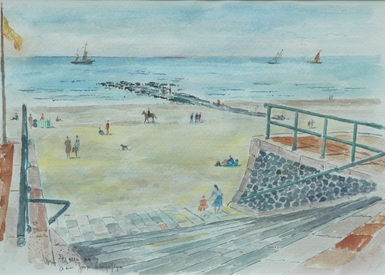 Meys L.Th.J.  | Ludovicus Theodorus Johannes 'Louis' Meys, Scheveningen beach, Aquarell auf Papier 26,5 x 37,0 cm, signed l.l. und dated '84
