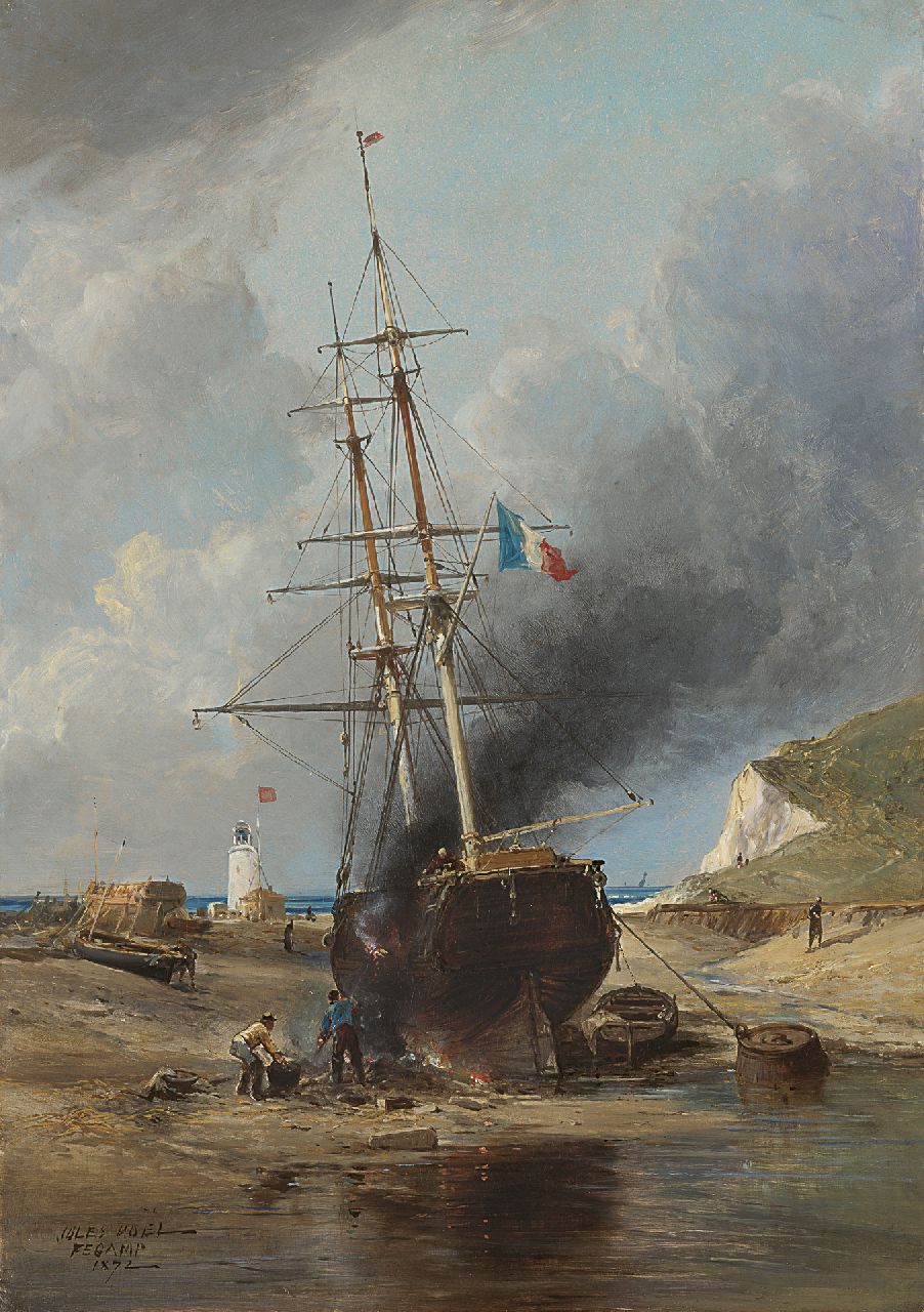 Noël J.A.  | Jules Achille Noël, Shipbuilding yard, Fécamp, Öl auf Leinwand 54,4 x 38,2 cm, signed l.l. und executed in 'Fécamp IX72'