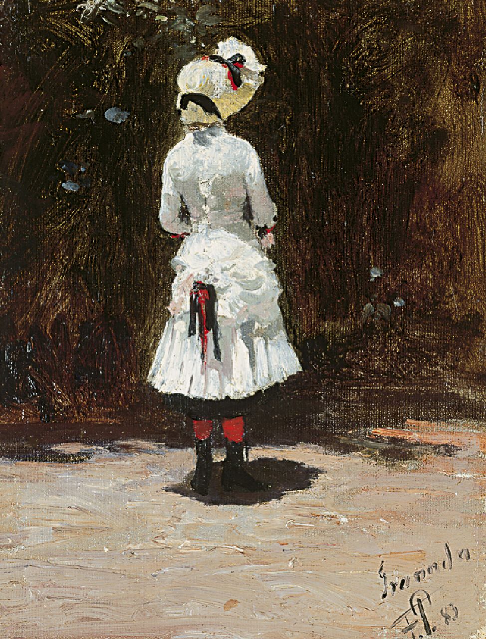 Peralta del Campo F.  | Francisco Peralta del Campo, A Spanish girl, Öl auf Leinwand  auf Holzfaser 19,5 x 14,8 cm, signed l.r. with initials und dated '83