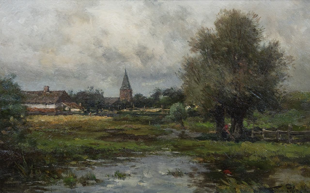 Rip W.C.  | 'Willem' Cornelis Rip, Nach dem Regen. Ansicht auf das Dorf Neerlangel, Öl auf Leinwand 32,6 x 50,3 cm, Unterzeichnet r.u. und verso