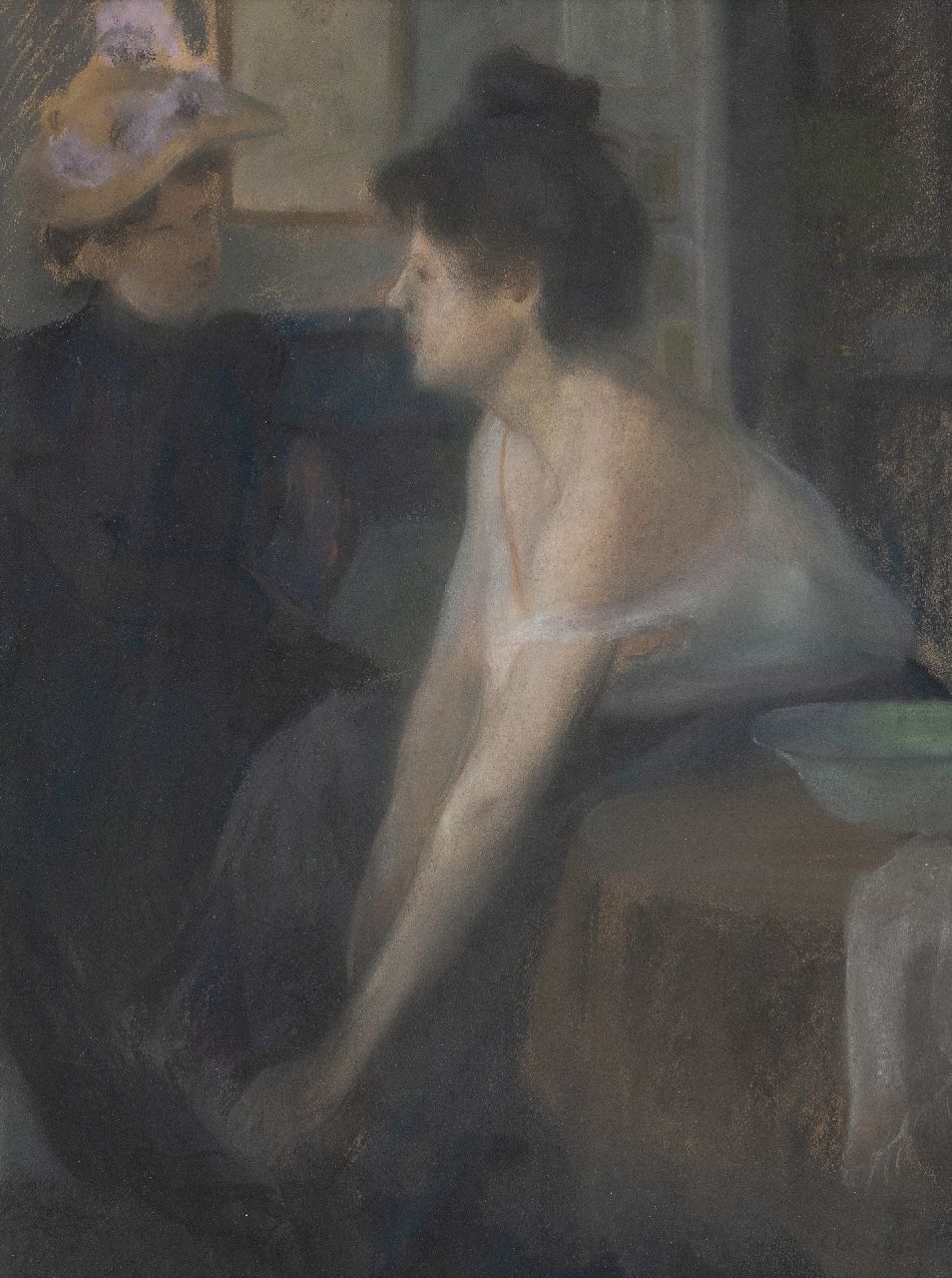 Charles Léandre | Femmes à la Toilette, Pastell auf Papier auf Malerholzfaser, 48,0 x 37,8 cm, Unterzeichnet r.u.