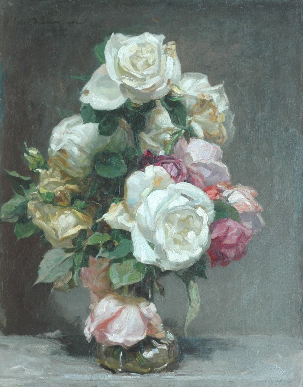 Vaarzon Morel W.F.A.I.  | Wilhelm Ferdinand Abraham Isaac 'Willem' Vaarzon Morel, Tea roses, Öl auf Leinwand 50,8 x 40,8 cm, signed u.l.