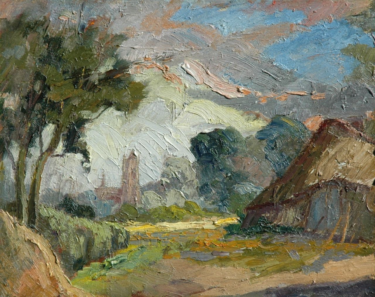 Kruysen J.  | Johannes 'Jan' Kruysen, Landscape near Oirschot, Öl auf Malereifaser 40,0 x 49,8 cm