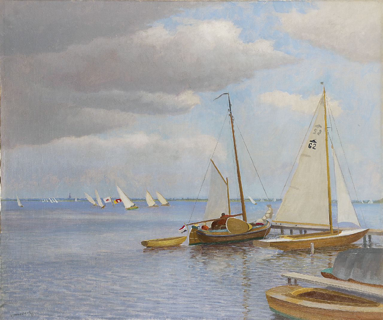 Smorenberg D.  | Dirk Smorenberg, Sailing boats on the Loosdrechtse Plassen, Öl auf Leinwand 73,0 x 87,2 cm, signed l.l.