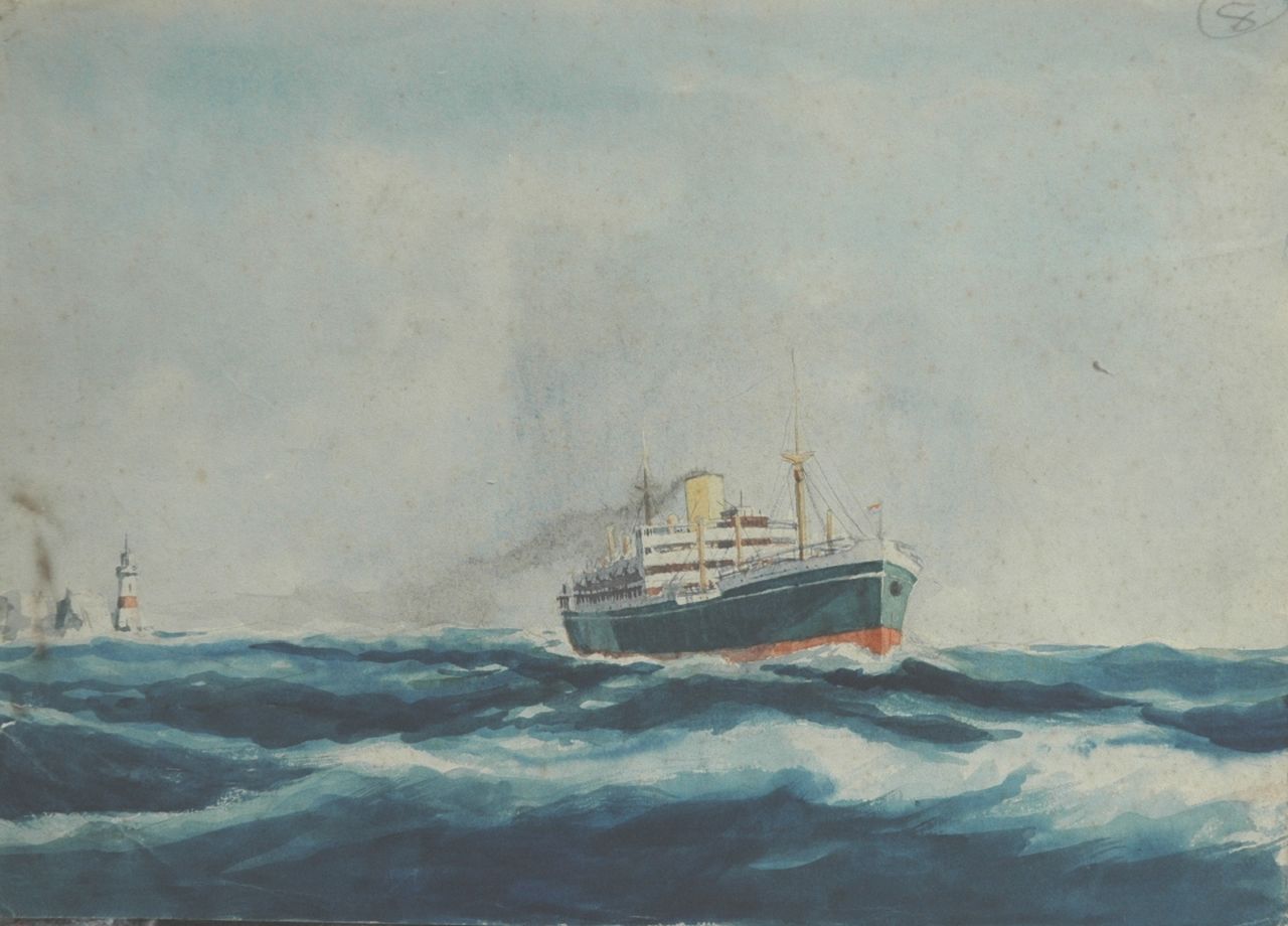 Back R.T.  | Robert Trenaman Back, The steamer Moreton Bay off the coast, Aquarell auf Papier 21,3 x 29,7 cm, signed reverse