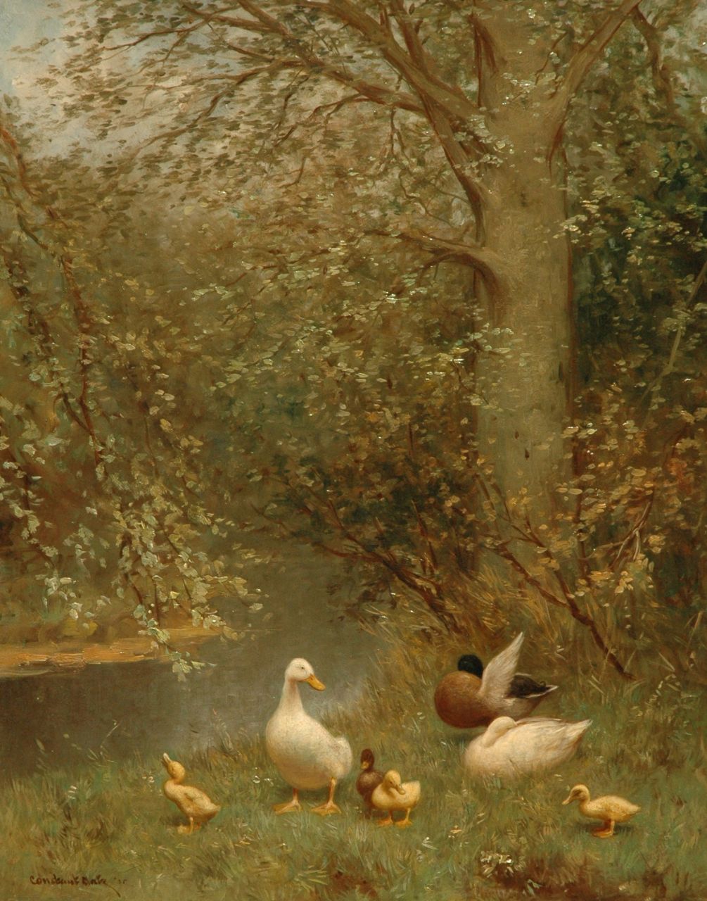 Artz C.D.L.  | 'Constant' David Ludovic Artz, Ducks in the shade of a beech, Öl auf Holz 50,1 x 40,1 cm, Unterzeichnet l.u. und datiert '35