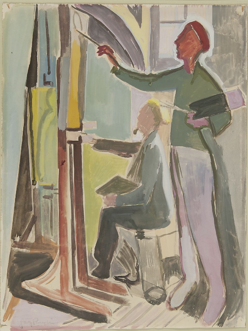 Ruijter J.G.  | Johannes 'Georg' Ruijter | Aquarelle und Zeichnungen zum Verkauf angeboten | Malunterricht, Gouache auf Papier 50,3 x 37,5 cm, Unterzeichnet l.u.
