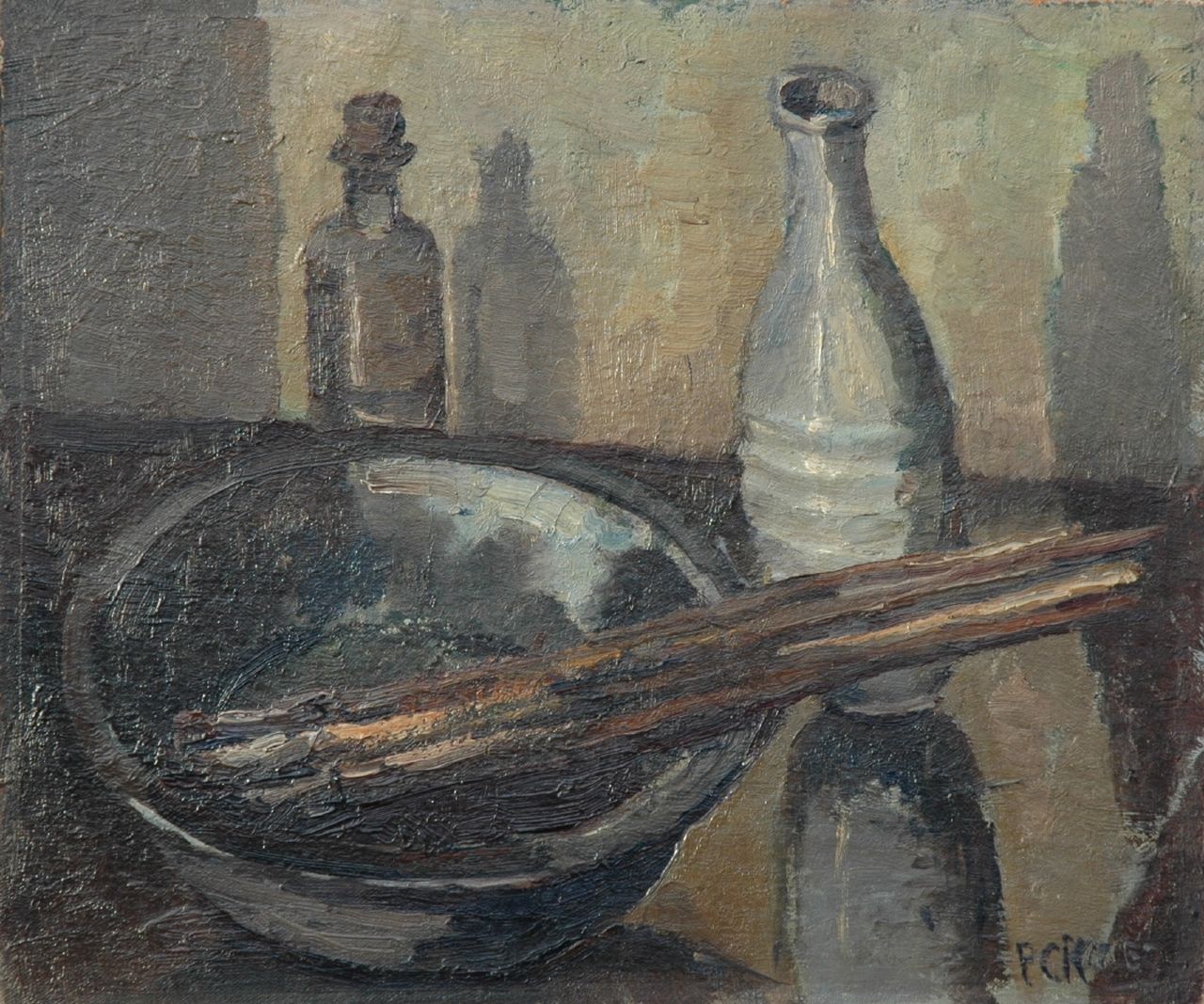 Piet Kloes | Brushes, Öl auf Leinwand auf Holz, 35,1 x 41,5 cm, signed l.r. und dated 1952