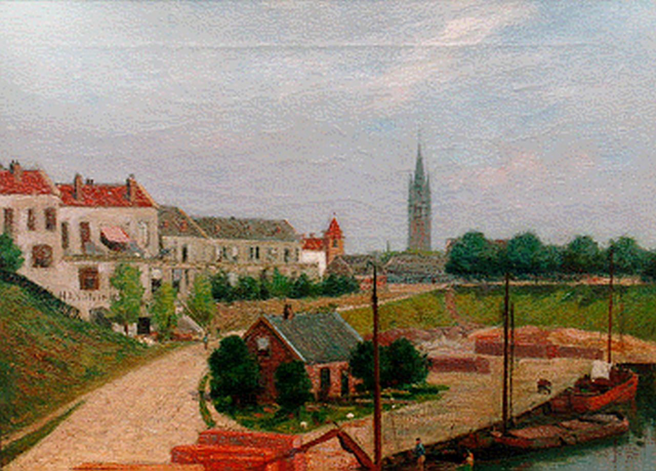 Koekkoek G.J.  | Gerardus Johannes 'Gerard' Koekkoek, Hafen und Abladestellen in Hilversum, Öl auf Leinwand 42,3 x 55,3 cm, Unterzeichnet l.u.