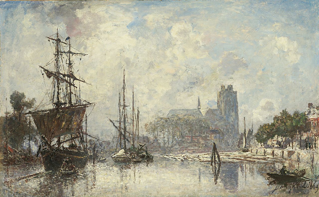 Jongkind J.B.  | Johan Barthold Jongkind, The harbour of Dordrecht at dawn, Öl auf Leinwand 40,7 x 65,2 cm, signed l.r. und dated 1869