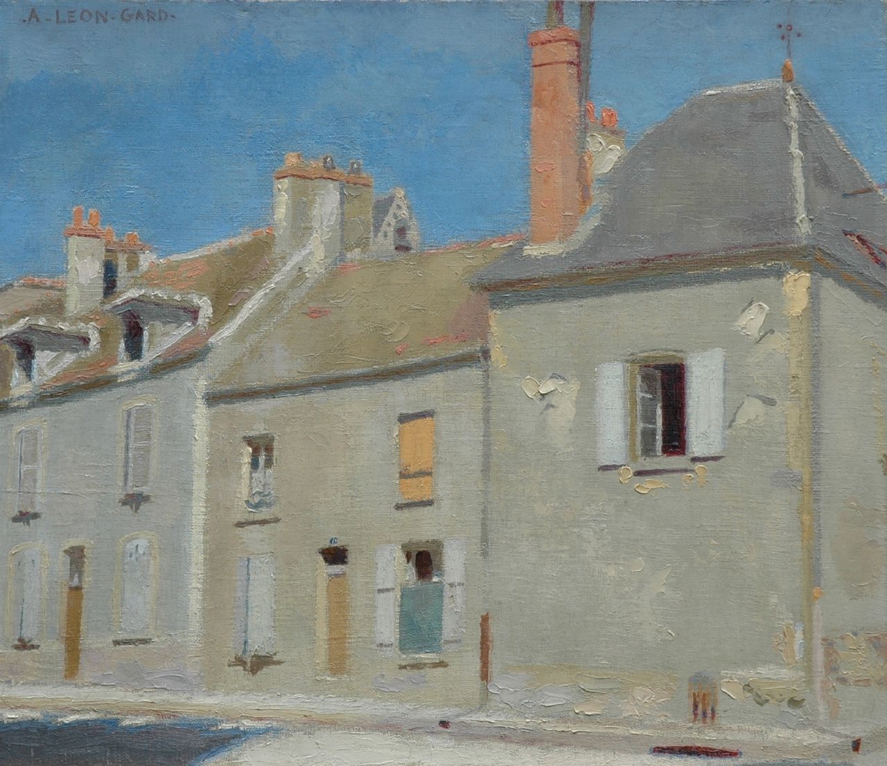 Léon Gard | A sunny street, Öl auf Leinwand, 46,0 x 55,3 cm, signed u.l.