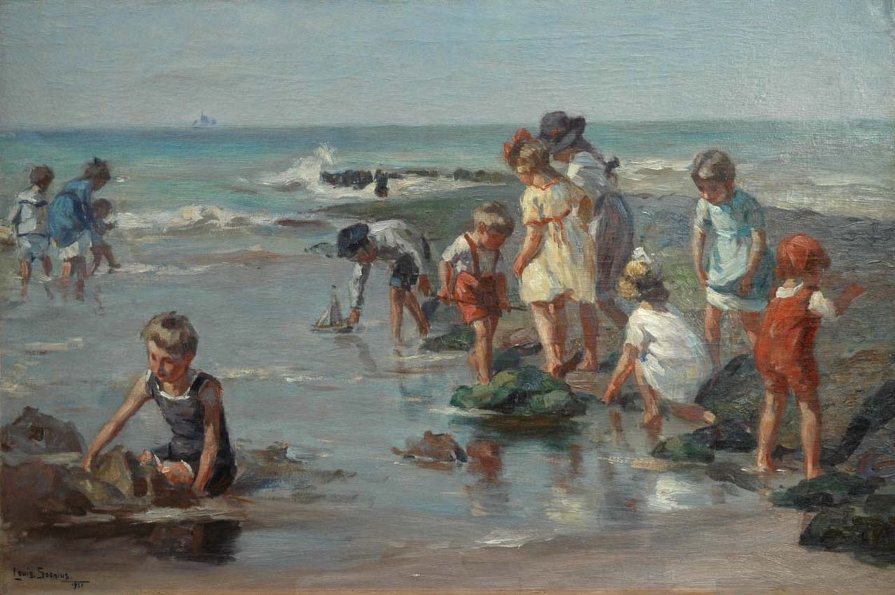Soonius L.  | Lodewijk 'Louis' Soonius, Children playing on the beach, Öl auf Leinwand 60,0 x 91,0 cm, signed l.l. und dated 1921