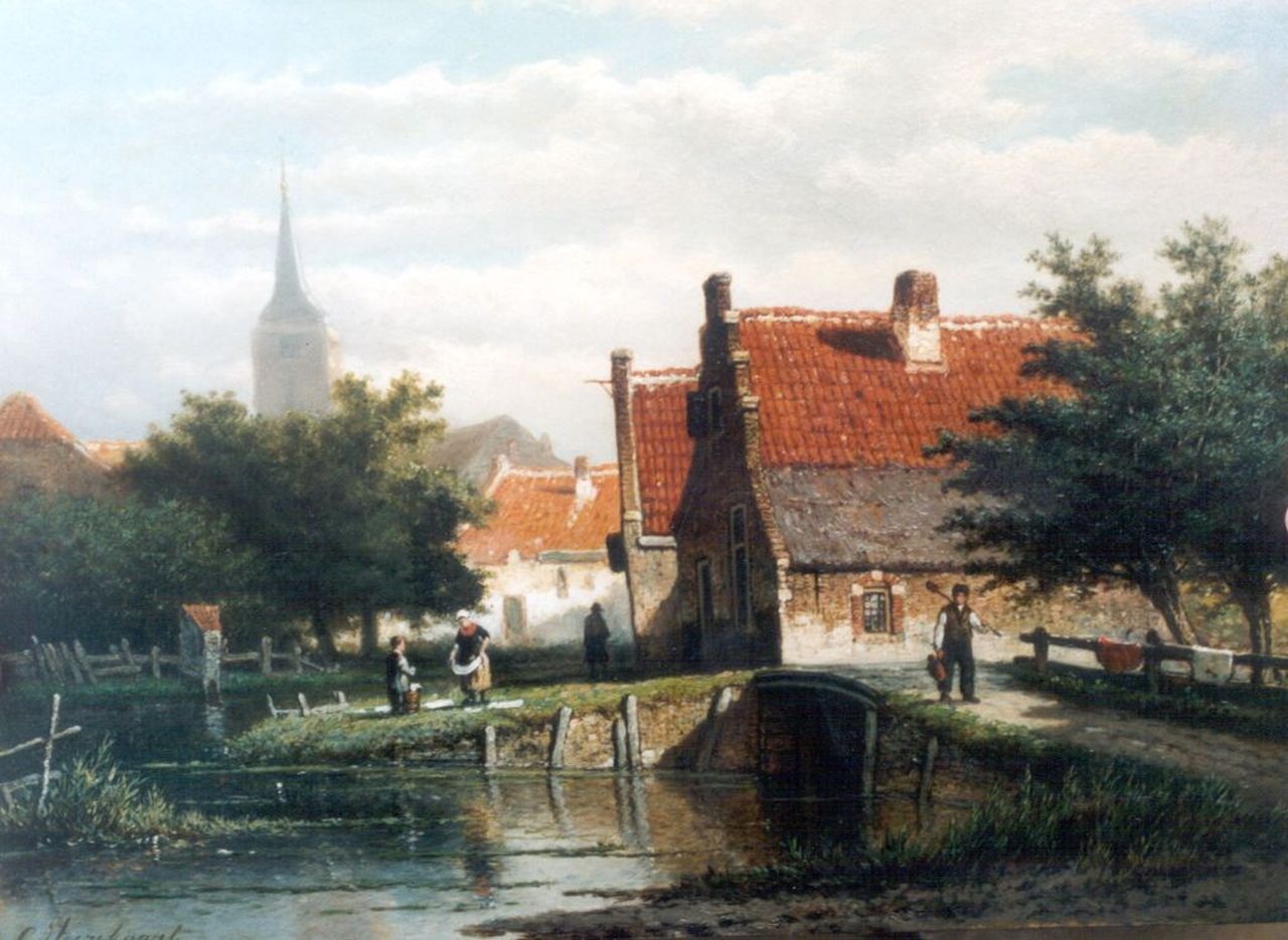 Heerebaart G.  | Georgius Heerebaart, A river Landscape, with a church beyond, Öl auf Holz 26,2 x 36,5 cm, signed l.l.