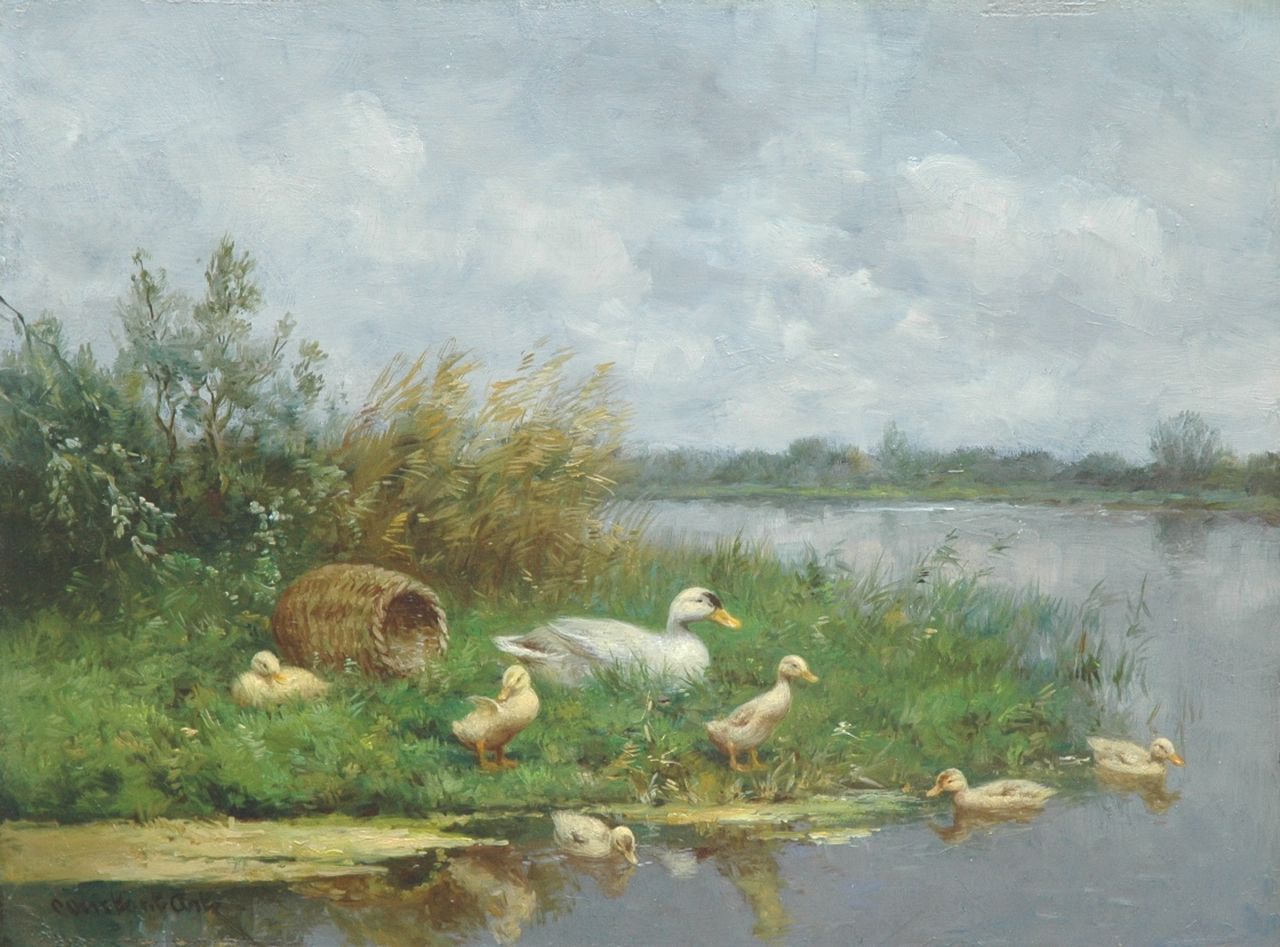 Artz C.D.L.  | 'Constant' David Ludovic Artz, Ducks and ducklings by a pond, Öl auf Holz 30,1 x 40,1 cm, signed l.l.