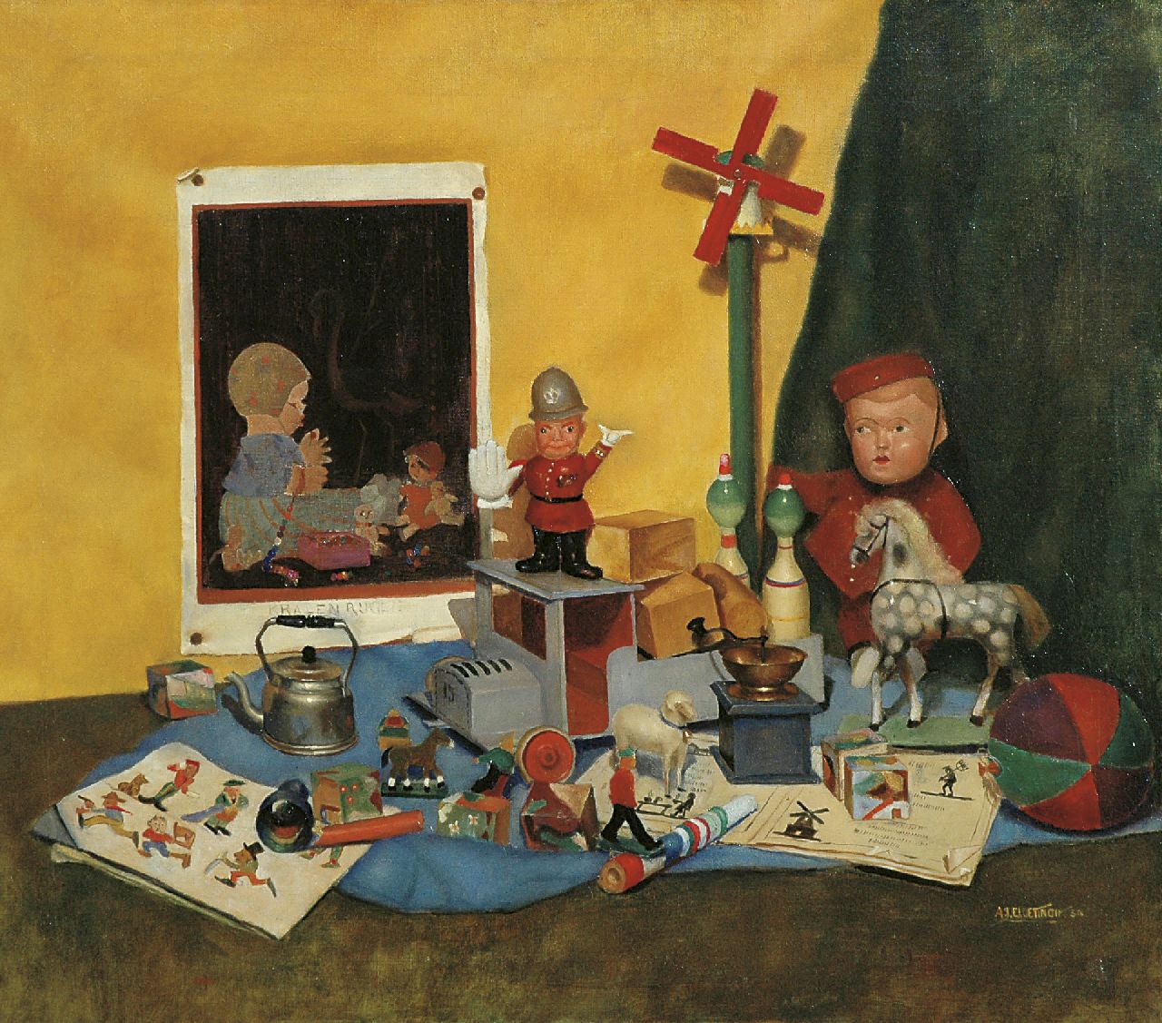 Cloetingh A.J.  | A.J. Cloetingh, Children's toys, Öl auf Leinwand 70,3 x 80,3 cm, signed l.r. und dated '30