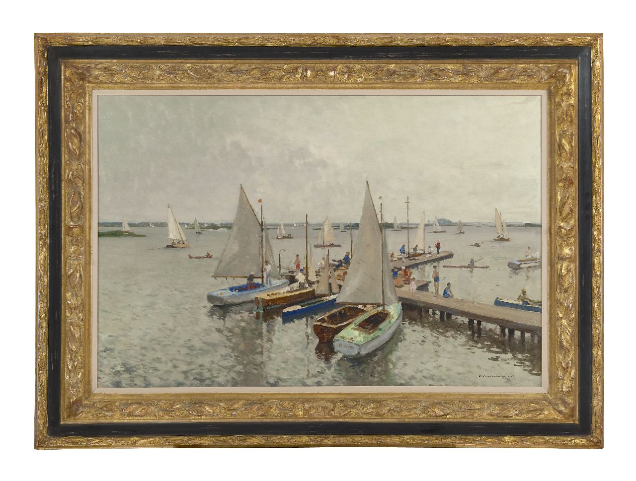 Vreedenburgh C.  | Cornelis Vreedenburgh, Jachthafen an den Loosdrechtse Plassen, Öl auf Leinwand 59,8 x 89,9 cm, Unterzeichnet r.u. und datiert 1937