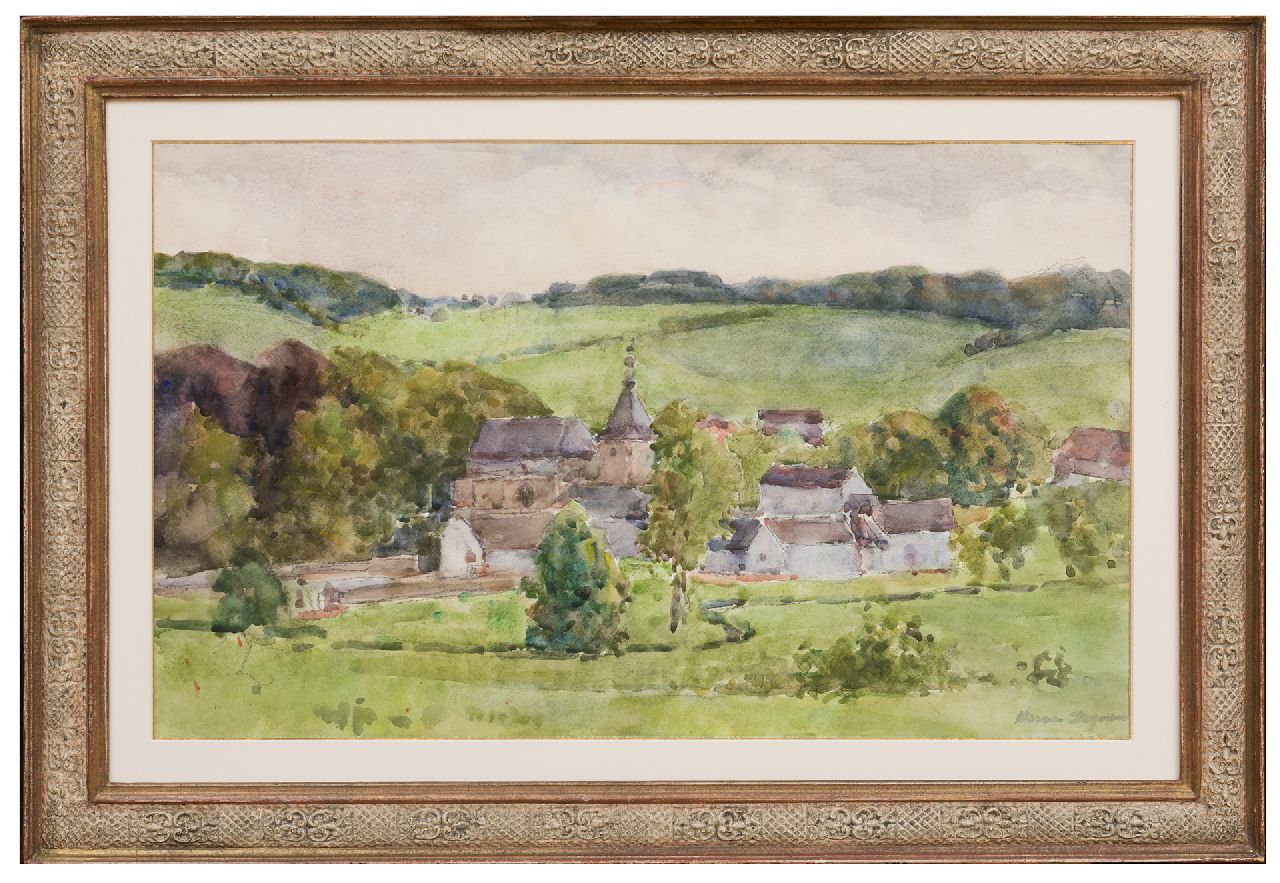 Bogman jr. H.A.C.  | Hermanus Adrianus Charles 'Herman' Bogman jr., Ansicht auf das Schloss Genhoes bei Oud-Valkenburg, Aquarell auf Papier 36,0 x 58,5 cm, Unterzeichnet u.r.