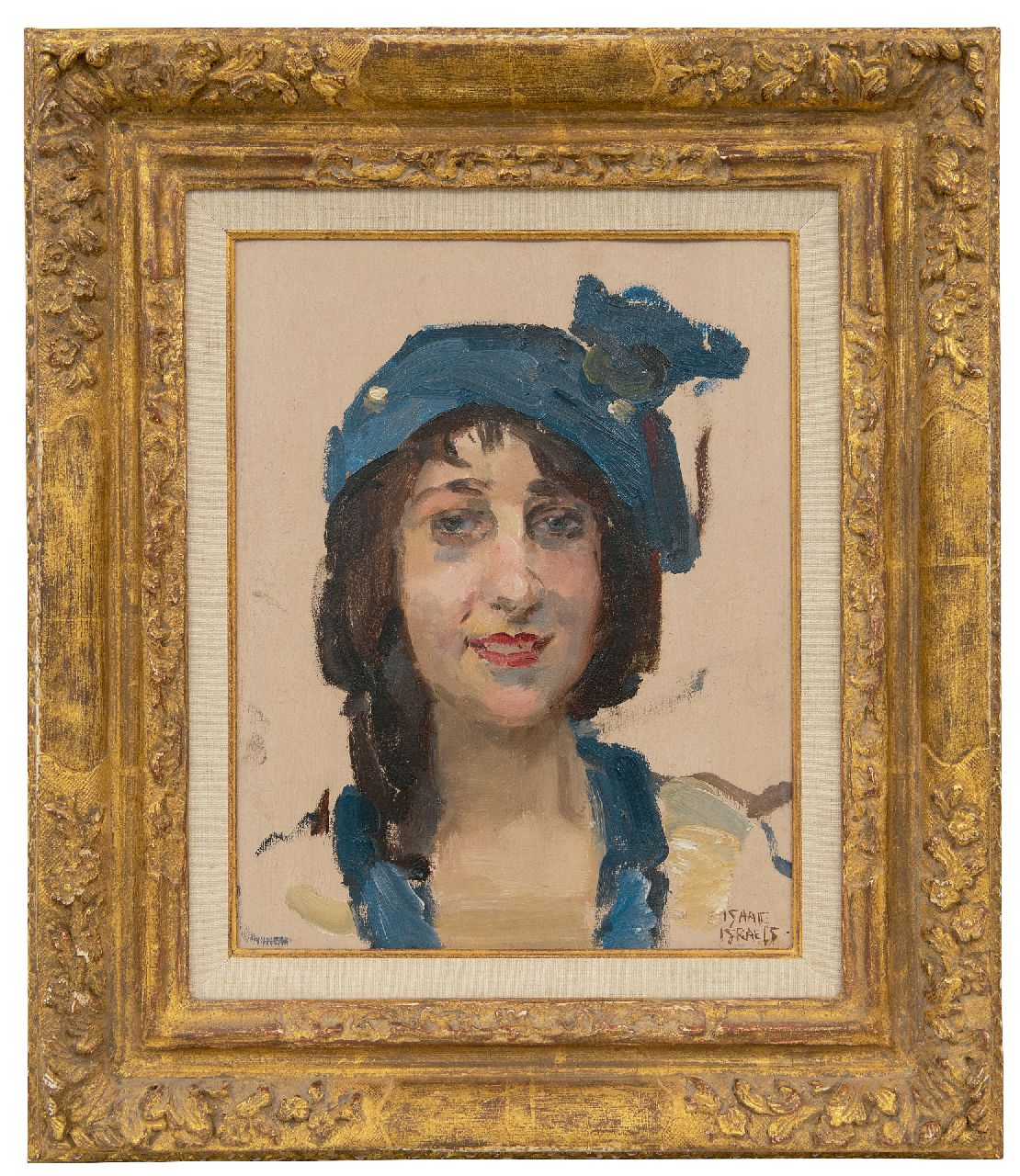 Israels I.L.  | 'Isaac' Lazarus Israels, Smiling young woman, Öl auf Holz 27,0 x 21,3 cm, signed l.r.