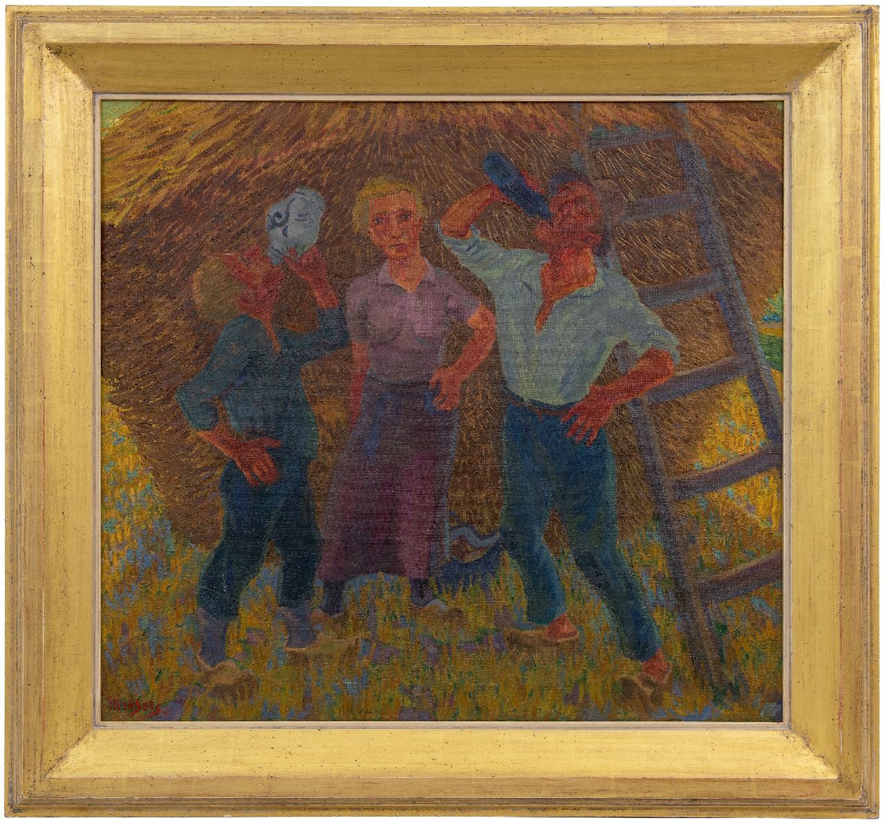 Melgers H.J.  | Hendrik Johan 'Henk' Melgers | Gemälde zum Verkauf angeboten | Trinkende Bauernleute, Drente, Öl auf Leinwand 68,3 x 74,6 cm, Unterzeichnet l.u. und verso und zu datieren um 1928