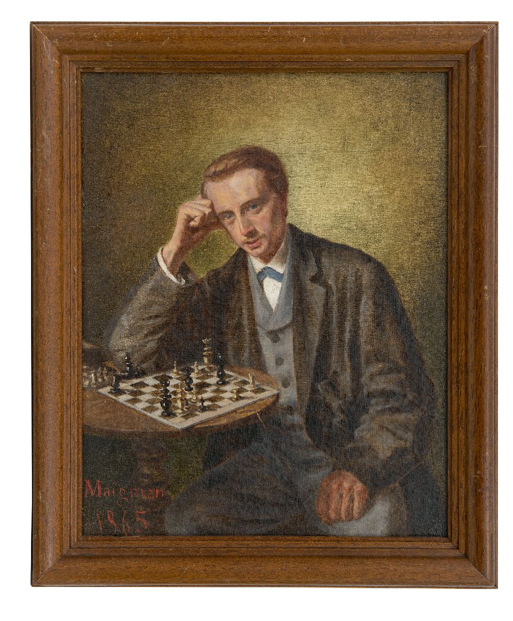 Maignien   | Maignien | Gemälde zum Verkauf angeboten | Der Schachspieler, Öl auf Leinwand auf Holz 30,5 x 24,2 cm, Unterzeichnet l.u. und datiert 1865