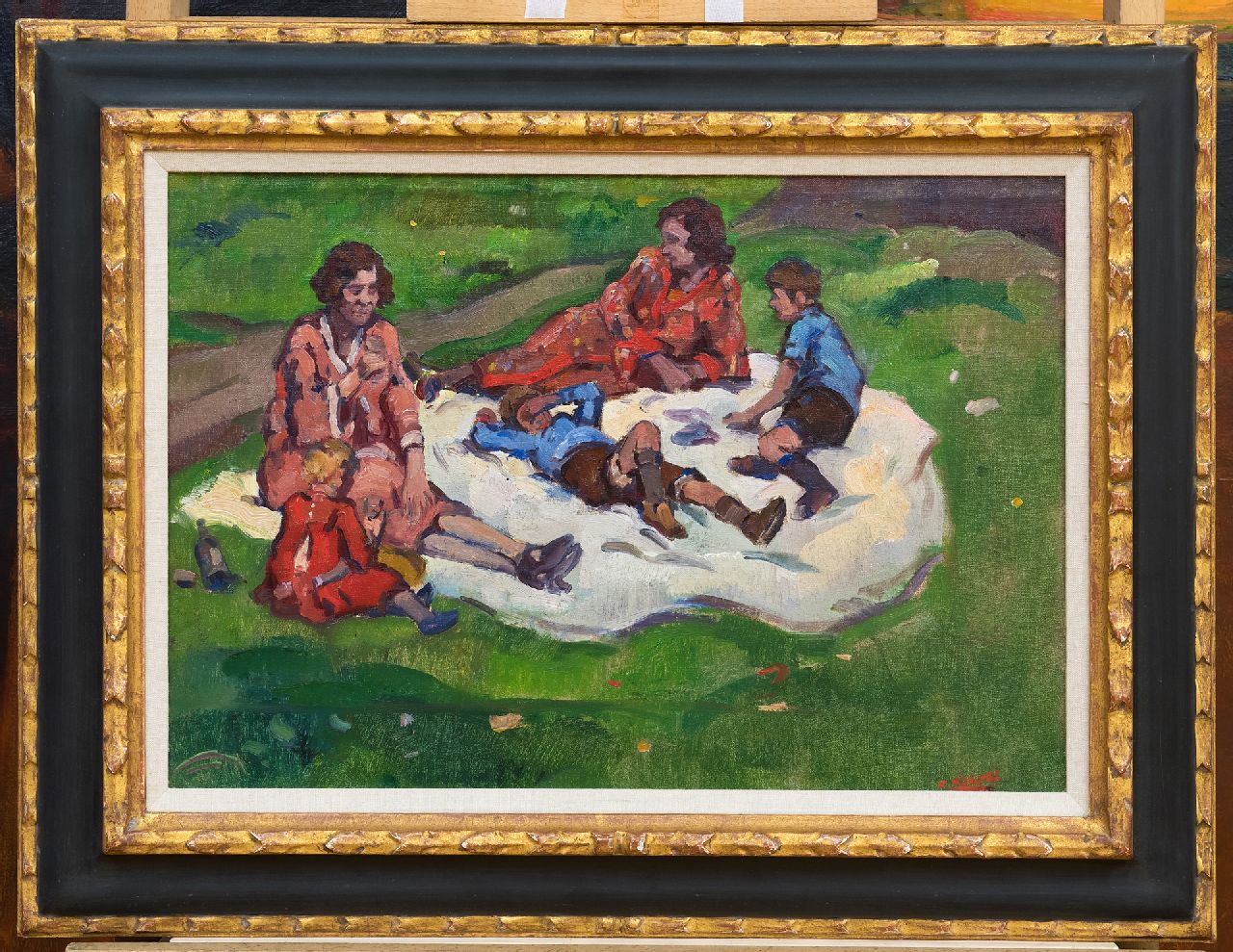 Noltee B.C.  | Bernardus Cornelis 'Cor' Noltee, Sommerliches Picknick, Öl auf Leinwand 34,5 x 49,0 cm, Unterzeichnet r.u.