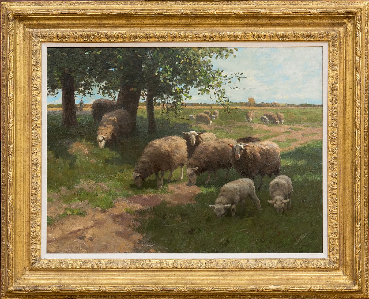 Steelink jr. W.  | Willem Steelink jr., Schafe und Lämmer unter den Bäumen, Öl auf Leinwand 50,3 x 66,3 cm, Unterzeichnet r.u.