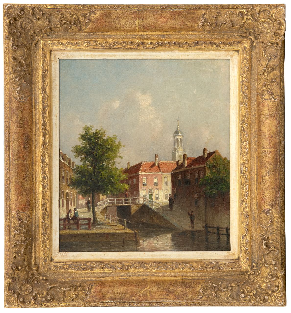 Vertin P.G.  | Petrus Gerardus Vertin | Gemälde zum Verkauf angeboten | Ansicht auf die Nieuwe Gracht, Ecke Jansstraat in Haarlem, Öl auf Holz 23,6 x 20,8 cm, Unterzeichnet r.u.