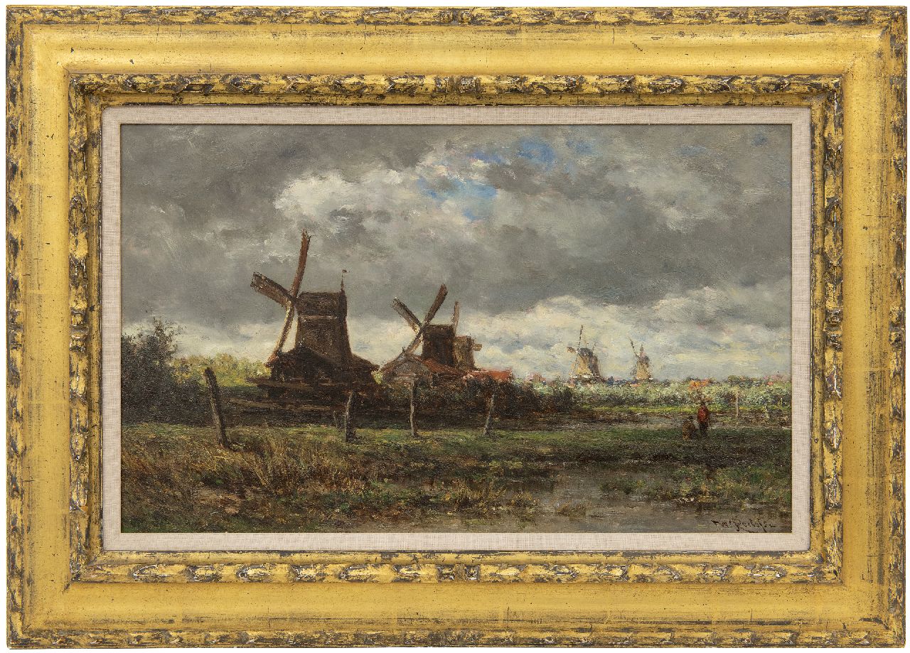 Roelofs W. | Willem Roelofs, Sägemühlen entlang des Noordendijk in der Nähe von Dordrecht., Öl auf Holz 28,7 x 47,6 cm, Unterzeichnet r.u. und zu datieren um 1872-1875 Roelofs W. | Willem Roelofs, Sägemühlen entlang des Noordendijk in der Nähe von Dordrecht., Öl auf Holz 28,7 x 47,6 cm, Unterzeichnet r.u. und zu datieren um 1872-1875