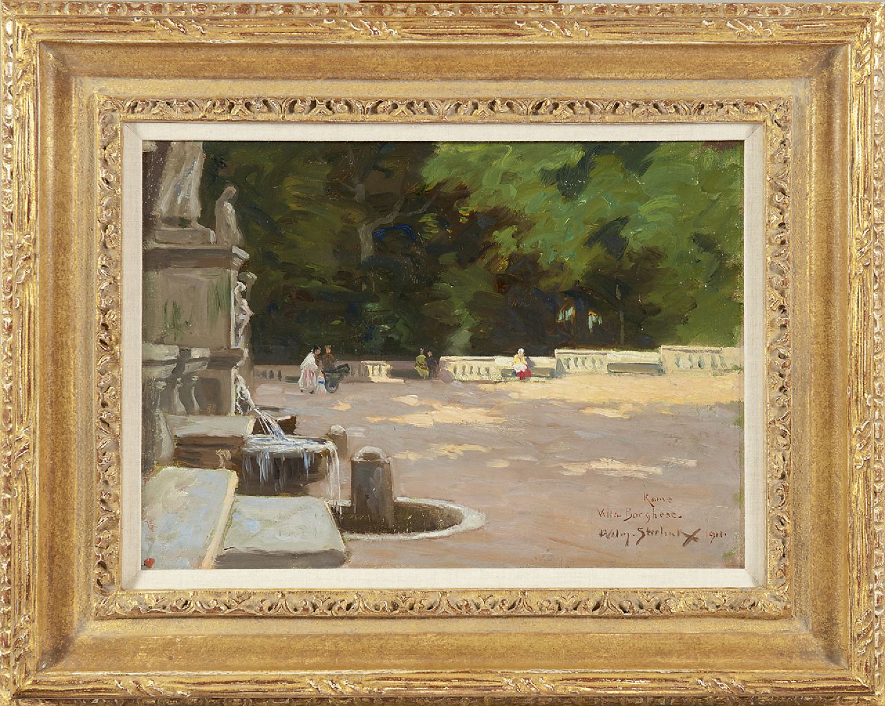 Steelink jr. W.  | Willem Steelink jr. | Gemälde zum Verkauf angeboten | Villa Borghese, Rom, Öl auf Leinwand auf Holz 28,2 x 37,2 cm, Unterzeichnet r.u. und datiert 1911