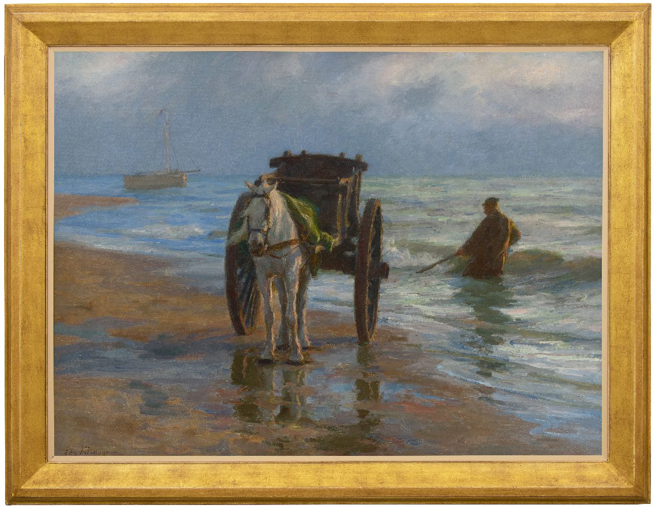 Farasijn E.  | Edgard Farasijn | Gemälde zum Verkauf angeboten | Muschelfischer an der Nordseeküste, Öl auf Leinwand 88,2 x 120,7 cm, Unterzeichnet l.u.