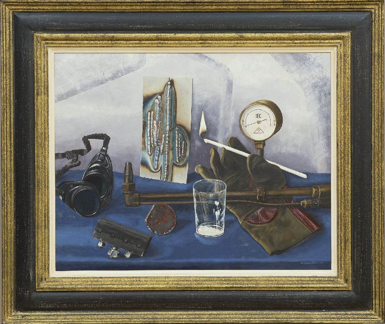 Postma C.J.  | Cornelis Johannes 'Kor' Postma | Gemälde zum Verkauf angeboten | Stilleben mit Schweissgeräten, Öl auf Papier 38,0 x 47,9 cm, Unterzeichnet r.u. und um 1956