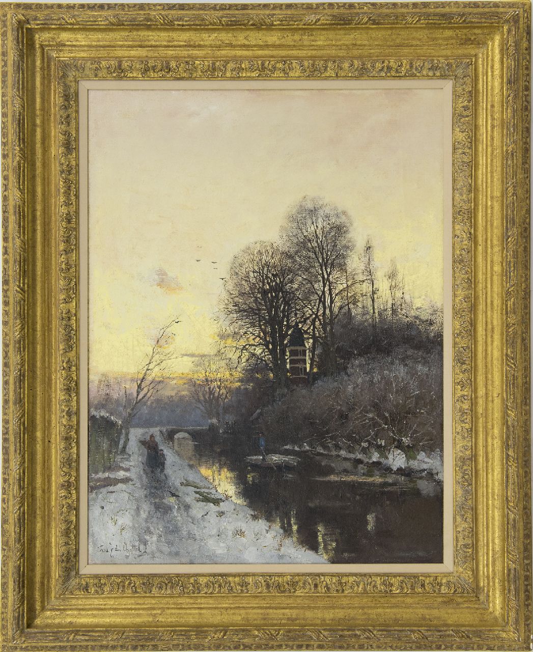 Rossum du Chattel F.J. van | Fredericus Jacobus van Rossum du Chattel | Gemälde zum Verkauf angeboten | Winterlandschaft  bei Huis te Hoorn, Rijswijk, Öl auf Leinwand 60,5 x 45,1 cm, Unterzeichnet l.u. und ohne Rahmen