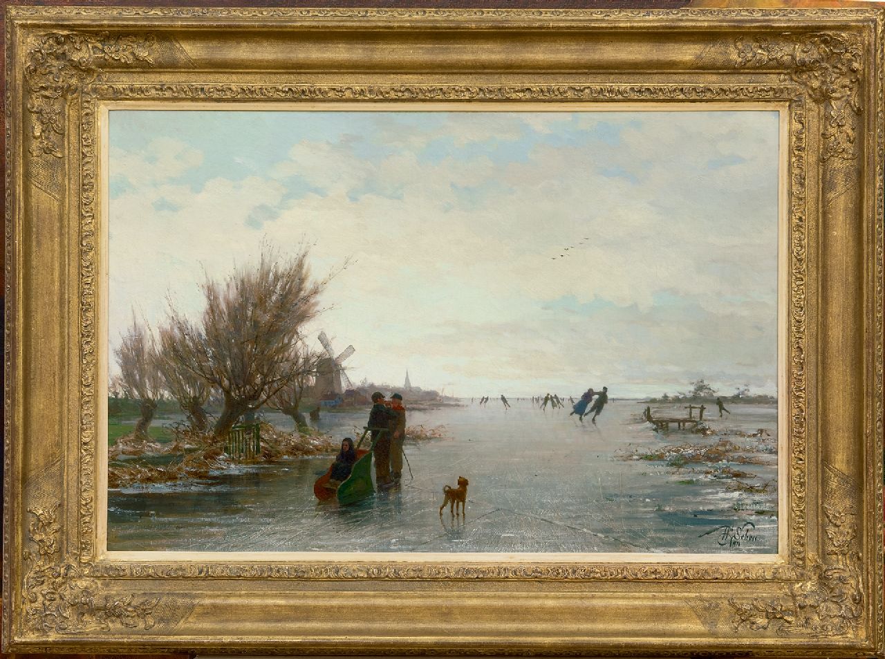 Seben H. van | Henri van Seben, Holländisches Eisvergnügen, Öl auf Leinwand 46,6 x 70,2 cm, Unterzeichnet r.u.
