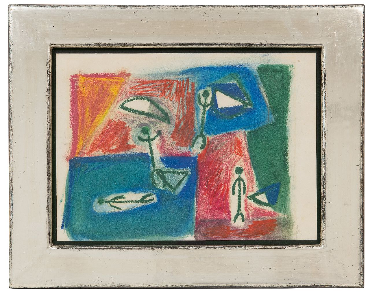 Nanninga J.  | Jacob 'Jaap' Nanninga | Aquarelle und Zeichnungen zum Verkauf angeboten | Komposition mit Figuren, Farbkreide auf Papier 22,0 x 29,0 cm