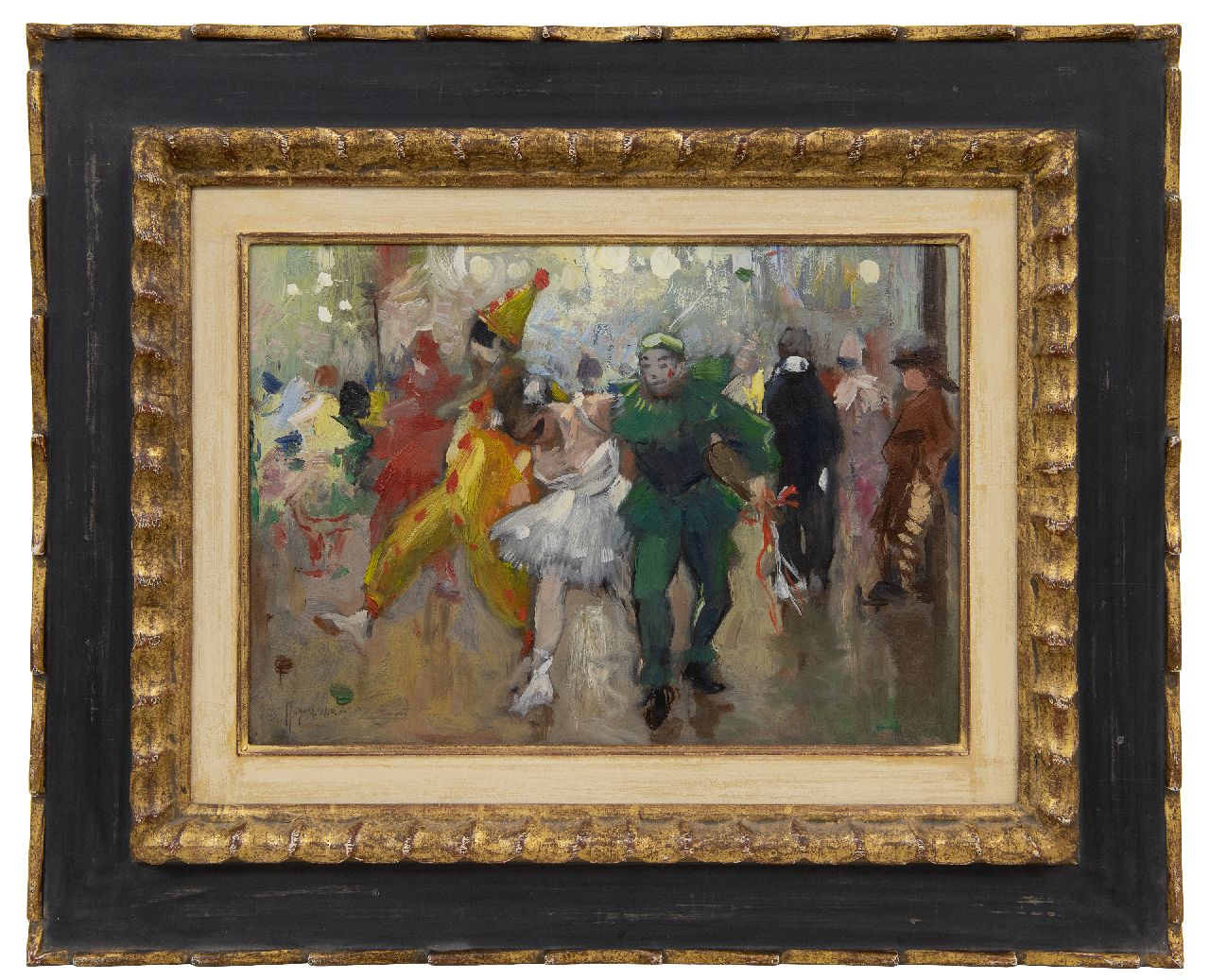 Voorden A.W. van | August Willem van Voorden, Dancing at the Bal Masqué, Öl auf Malereifaser 26,4 x 36,9 cm, signed l.l.