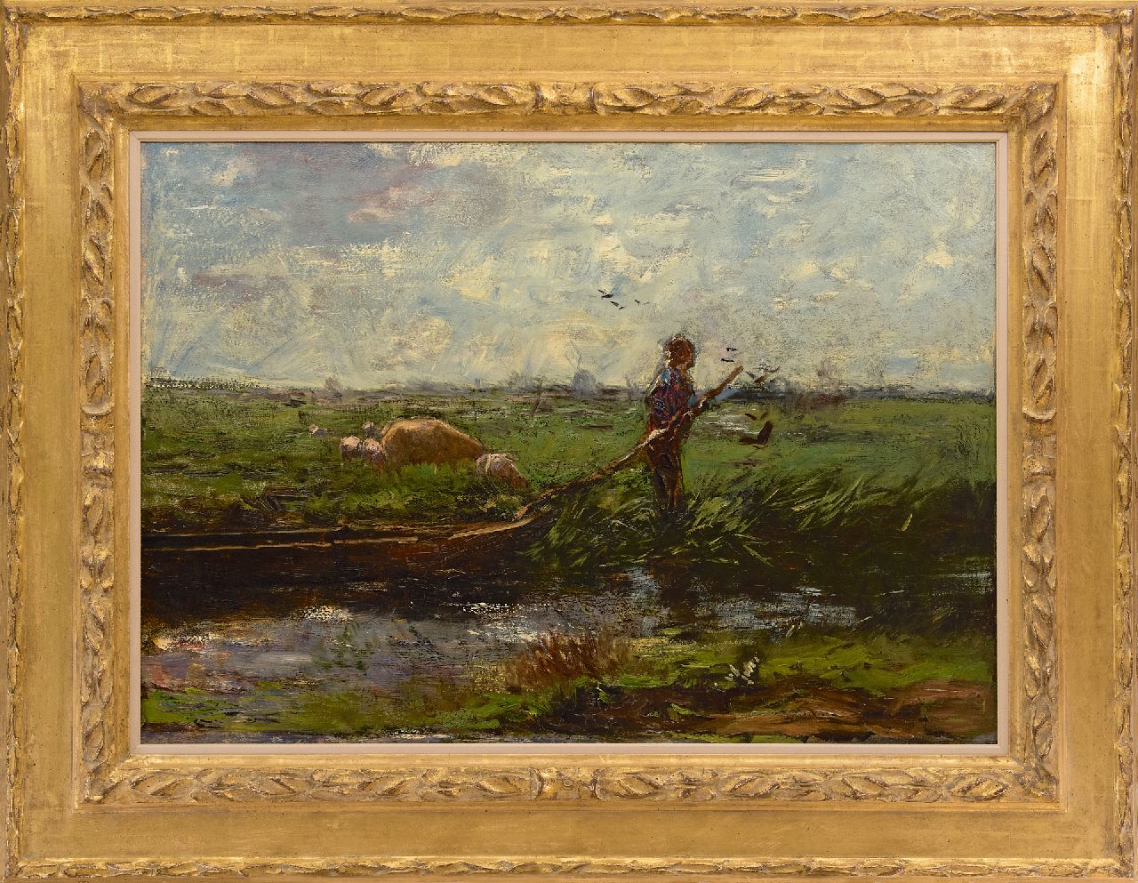 Maris W.  | Willem Maris | Gemälde zum Verkauf angeboten | Bauer mit Lastkahn, Öl auf Leinwand 66,3 x 94,5 cm, zu datieren um 1906