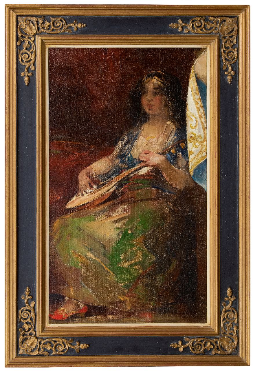 Smith H.  | Hobbe Smith | Gemälde zum Verkauf angeboten | Laute spielende Frau, Öl auf Leinwand 105,7 x 60,5 cm